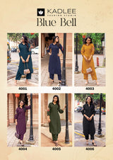 Kadlee Blue Bell Indox Kurti Pant Set - 6 PCS Set - Thread Work Designer Collection - M.R. Saree Emporium