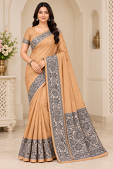 Cotton Green Traditional Jacquard Border Saree - 15 Pcs Set.