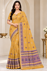 Cotton Traditional Printed Saree with Designer Woven Border - 15 Pcs Set.
