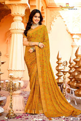 Krishnaleela Kalki Fancy Base with Pattern Printed Saree – 8 Pcs Set-M.R. Saree Emporium