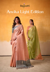 RajPath Fabrics Anvika Light Edition Tissue Silk Saree (6 Pcs Set) with Designer Blouse