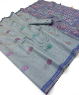 RajYog RajMata Tapti Cotton Saree with Fancy Jamdani Weaving 6 pcs set - M.R. Saree Emporium