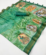RajYog Kaira Handloom Cotton Silk Saree with Print & Tassels