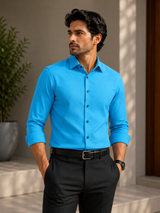 Premium Sky Blue Formal Shirt - Textured Design - M.R. Saree Emporium