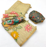 Kazari Series Chanderi Linen Saree with Kalamkari Print