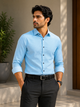 Premium Sky Blue Textured Formal Shirt - M.R. Saree Emporium