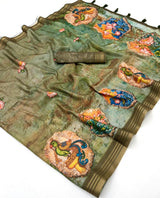 RajYog Kaira Handloom Cotton Silk Saree with Print & Tassels