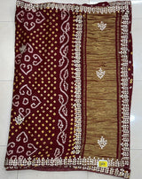 Premium Maroon Bandhani Silk Saree with Heavy Designer Zari Pallu & Border - M.R. Saree Emporium