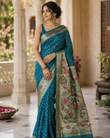 Bandhani Saree, Bandhej Saree, Gajji Silk Saree, Floral Zari Saree, Designer Saree, Festive Wear Saree, Wedding Saree, Ethnic Saree