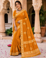 Designer Chiffon Saree with Leaf Print Border - Lightweight Fancy Daily Wear Saree Collection (6 Colors Set) - M.R. Saree Emporium