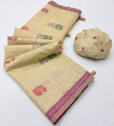 RajYog RajMata Tapti Cotton Saree with Fancy Jamdani Weaving 6 pcs set - M.R. Saree Emporium