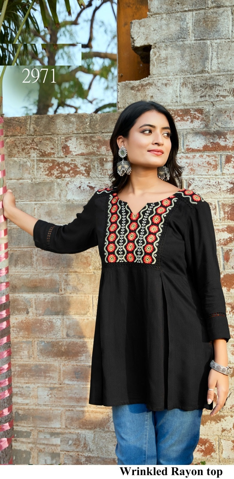 Trendy Rayon Black Top – Casual & Stylish Wear | M.R. Saree Emporium
