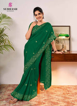 Subhash Saanjh Saree Collection - Designer Printed Saree 24 Pcs Set