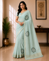 Chanderi Silk Saree with Embroidery Motif - Designer Party Wear Elegant Saree Collection (4 Colors Set) - M.R. Saree Emporium
