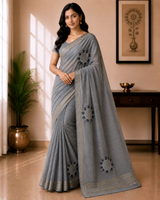 Chanderi Silk Saree with Embroidery Motif - Designer Party Wear Elegant Saree Collection (4 Colors Set) - M.R. Saree Emporium