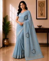 Chanderi Silk Saree with Embroidery Motif - Designer Party Wear Elegant Saree Collection (4 Colors Set) - M.R. Saree Emporium
