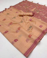 RajYog RajMata Tapti Cotton Saree with Fancy Jamdani Weaving 6 pcs set - M.R. Saree Emporium