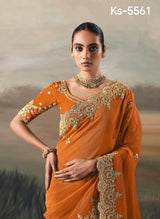 Kimora Silsila Pure Fancy Tissue Saree with Designer Handwork Blouse