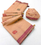 RajYog RajMata Tapti Cotton Saree with Fancy Jamdani Weaving 6 pcs set - M.R. Saree Emporium
