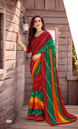 Ladorani Jasmine Designer Saree with Fancy Border 8 Pcs Set