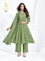 Madhubala MulChanderi Anarkali Suit Set - Designer 3 Piece L to 3XL