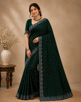 Designer Simmer Chiffon Saree with Stone Work Border - Fancy Party Wear Saree Collection (6 Colors Set) - M.R. Saree Emporium