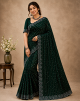 Designer Simmer Chiffon Saree with Stone Work Border - Fancy Party Wear Saree Collection (6 Colors Set) - M.R. Saree Emporium