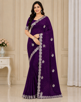 Fendi Fancy Work Saree Set with Embroidered Border (4 Colors) Lightweight Party & Daily Wear - M.R. Saree Emporium