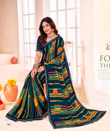 Ladorani Meera Multicolor Striped Saree with Designer Border - 8 Pcs Set