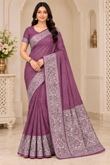 Cotton Green Traditional Jacquard Border Saree - 15 Pcs Set.