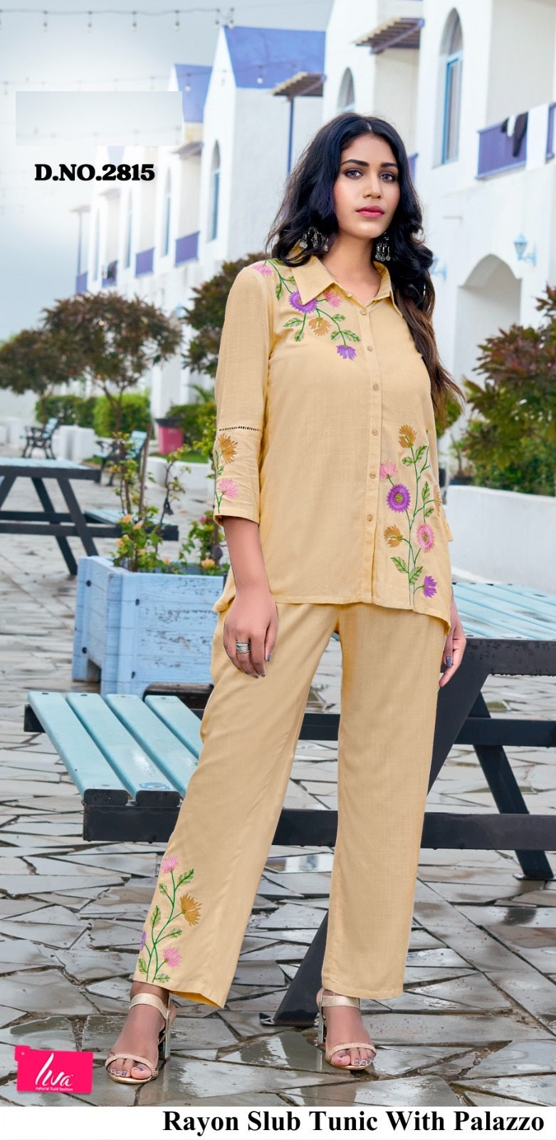 Rayon Slub Tunic with Palazzo – Chiku Floral Design M.R. Saree Emporium