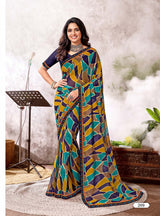 Ladorani Jugni Designer Saree with Contrast Border - 8 Pcs Set
