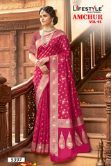 Lifestyle AMCHUR VOL-93 6 Pcs Set Designer Silk Saree