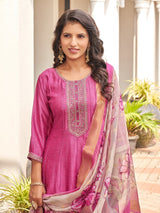 Aanchi Mishka Vichitra Silk Suit Set with Fancy Digital Dupatta-4 Pcs Set-M.R. Saree Emporium