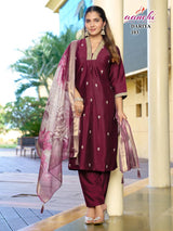 Aanchi Dariya Crystal Silk Straight Suit – 3 Pcs Set-M.R. Saree Emporium