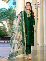 Aanchi Dariya Crystal Silk Straight Suit – 3 Pcs Set-M.R. Saree Emporium