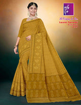 Laxmi Soraski Cotton Saree with Print Work – 8 Pcs Set -M.R. Saree Emporium