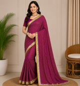 Latest Bandhani Chiffon Saree - Leheriya Designer 6 Pcs Wholesale Set