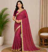 Latest Bandhani Chiffon Saree - Leheriya Designer 6 Pcs Wholesale Set