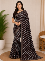 Latest Bandhani Chiffon Saree - Leheriya Print 6 Pcs Wholesale Set