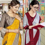 Bansi Uniform Kabali Silk Crepe Solid Saree with Lining Border – Office & Staff Uniform Wholesale-M.R. Saree Emporium