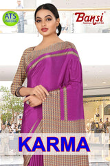 Bansi Uniform Karma Crepe Saree with Border – Office & Staff Uniform Wholesale Collection by M.R. Saree Emporium
