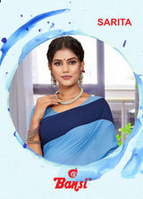 Bansi Uniform Sarita Reniyal Solid Saree with Border – Office & Staff Uniform Wholesale-M.R. Saree Emporium
