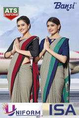 Bansi Uniform ISA Send Crepe Fancy Print Saree with Fancy Border – Office & Staff Uniform Wholesale-M.R. Saree Emporium