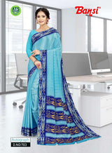 Autograph Turkey Fancy Print Uniform Saree With Fancy Border & Blouse – Premium Staff & Office Wear-Wholesale by M.R. Saree Emporium