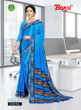 Autograph Turkey Fancy Print Uniform Saree With Fancy Border & Blouse – Premium Staff & Office Wear-Wholesale by M.R. Saree Emporium