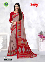 Autograph Turkey Fancy Print Uniform Saree With Fancy Border & Blouse – Premium Staff & Office Wear-Wholesale by M.R. Saree Emporium