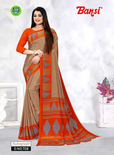 Autograph Turkey Fancy Print Uniform Saree With Fancy Border & Blouse – Premium Staff & Office Wear-Wholesale by M.R. Saree Emporium