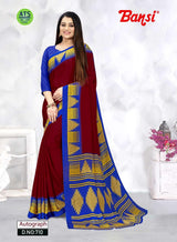 Autograph Turkey Fancy Print Uniform Saree With Fancy Border & Blouse – Premium Staff & Office Wear-Wholesale by M.R. Saree Emporium