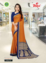 Autograph Turkey Fancy Print Uniform Saree With Fancy Border & Blouse – Premium Staff & Office Wear-Wholesale by M.R. Saree Emporium